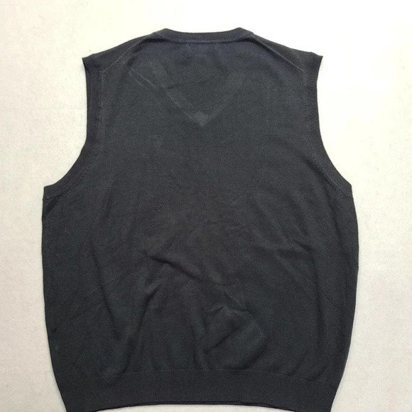 Lands End AT&T Sweater Vest Men's Size Large Black Pullover V-Neck Poly Blend - Picture 2 of 5